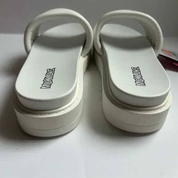 Muk Luks Women's Sun Catcher White Slip-On Sandals White Size 9 New - Picture 5 of 9